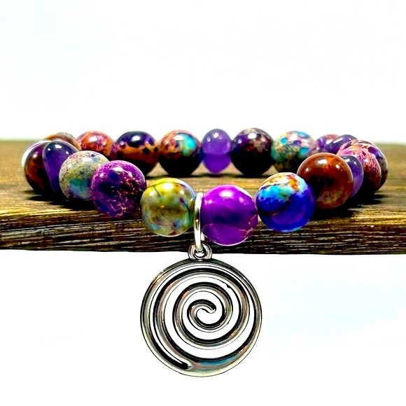 Handmade Galaxy Bracelet with Natural Sea Sediment Stones! - Picture 3 of 4